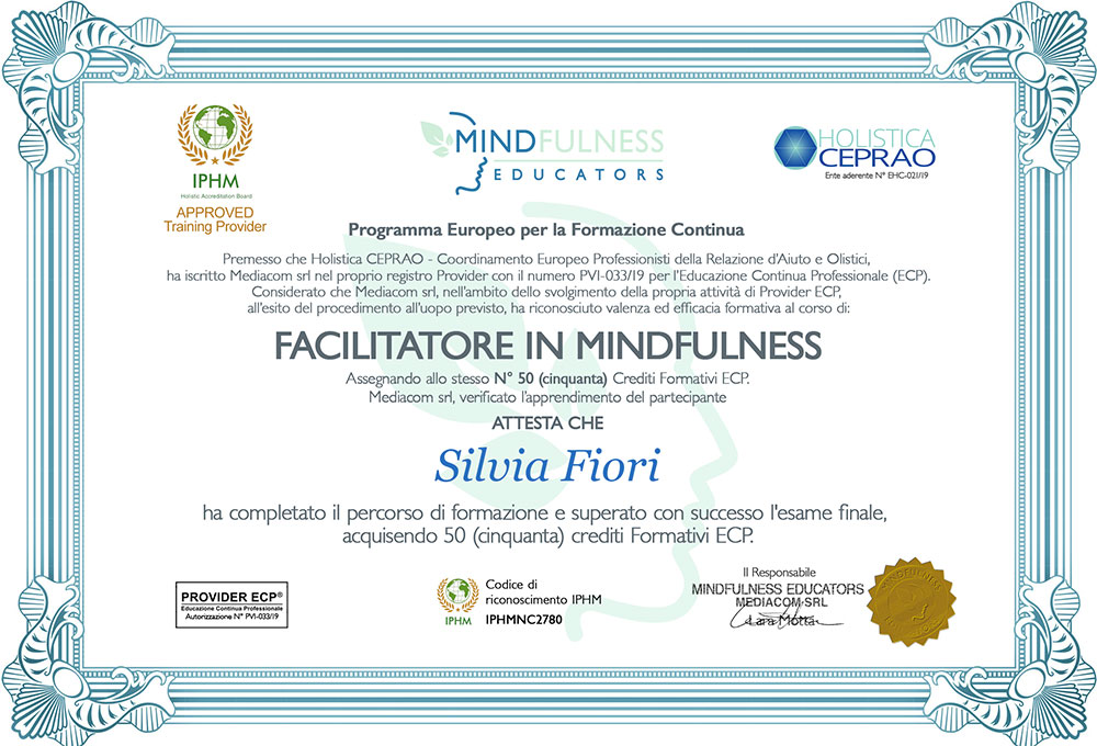 PramaWeb Attestato Mindfullness PramaWeb Attestato Mindfullness